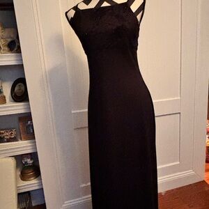I.N. San Francisco Black Lace-Trim Maxi Slip Dress